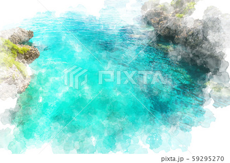 宮古島の海 水彩画風 宮古島の海 水彩画風 59295270