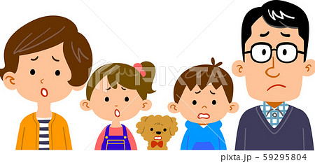 困った表情の4人家族の上半身のイラストのイラスト素材 59295804 Pixta
