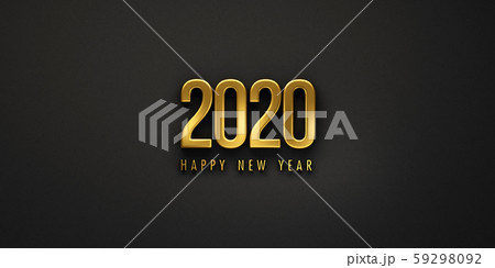 Happy New Year 2020 in gold color numbers with text holiday greeting card background . 3D Render 59298092