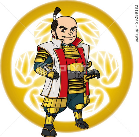 武装して立っている徳川家康【5頭身・家紋・ベクター】 59299182