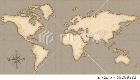 アンティーク風な世界地図 のイラスト素材