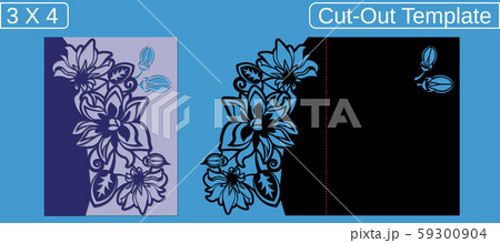 Laser cut wedding invitation card template. 59300904