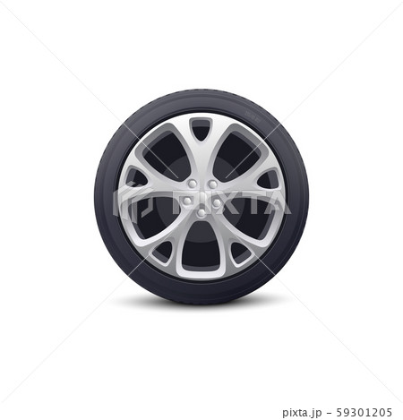 Car wheel with disk and rubber tire realistic vector illustration isolated. Car wheel with disk and rubber tire realistic vector illustration isolated. 59301205