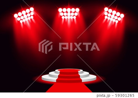 Red arena lighting stage podium background with illuminated spotlight vector illustration 59301265