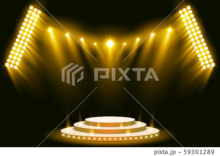 Yellow arena lighting stage podium background with illuminated spotlight vector illustration Yellow arena lighting stage podium background with illuminated spotlight vector illustration 59301289
