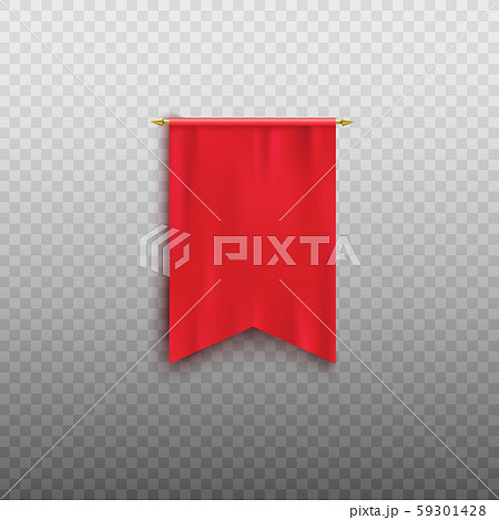 Realistic red pennant flag mockup isolated on transparent background. 59301428