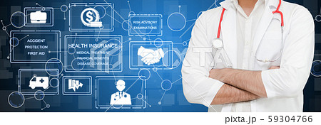 Doctor with health insurance healthcare graphic. Doctor with health insurance healthcare graphic. 59304766