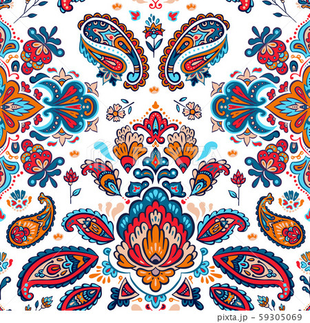 Jeans seamless pattern with Indian paisley - Stock Illustration  [82299466] - PIXTA