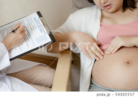 Pregnant Woman and Gynecologist Doctor at Hospital Pregnant Woman and Gynecologist Doctor at Hospital 59305557