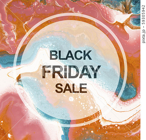 Creative promo text sale in round frame on colorful stains 59305942