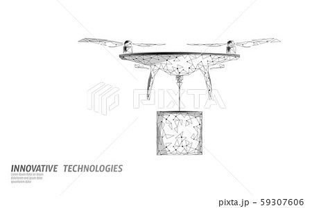 Drone shipping box city low poly banner template. Regulation of unmanned aerial vehicles sky Drone shipping box city low poly banner template. Regulation of unmanned aerial vehicles sky 59307606