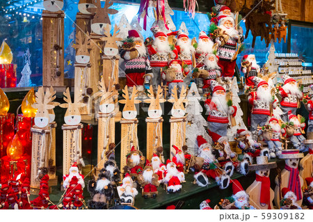 European Christmas market stall with different gifts 59309182