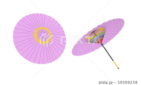 かわいいピンクの和傘のイラスト素材