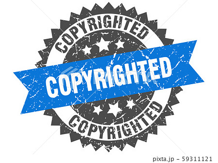 copyrighted grunge stamp with blue band. copyrighted grunge stamp with blue band. 59311121