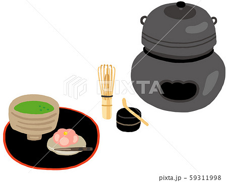 茶道道具 抹茶のイラスト素材