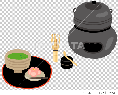 茶道道具 抹茶のイラスト素材