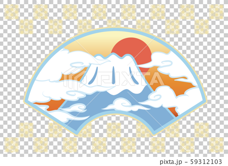 富士山 和柄 朝日 背景イラスト 横のイラスト素材