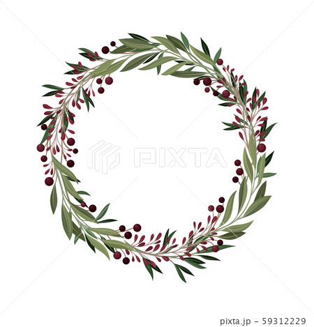 Elegant Wreath With Berries and Greenery Vector Element Elegant Wreath With Berries and Greenery Vector Element 59312229