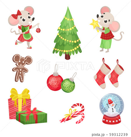 Set of New Year and Christmas symbols. Vector illustration. Set of New Year and Christmas symbols. Vector illustration. 59312239