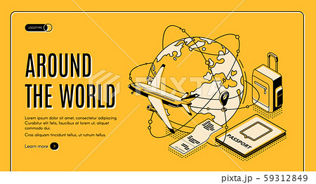 Travel around the world isometric landing page 59312849