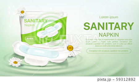 Sanitary napkins package chamomile flower mock up 59312892
