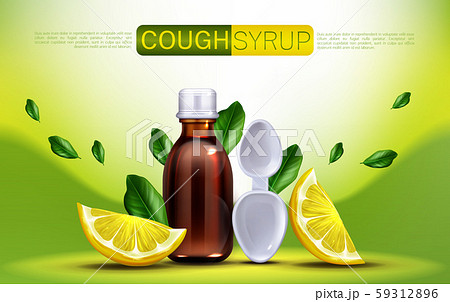 Cough syrup with lemon flavour banner mock up Cough syrup with lemon flavour banner mock up 59312896