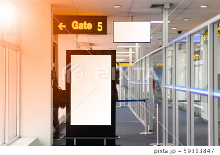 blank advertising billboard at airport background large LCD advertisement	 59313847