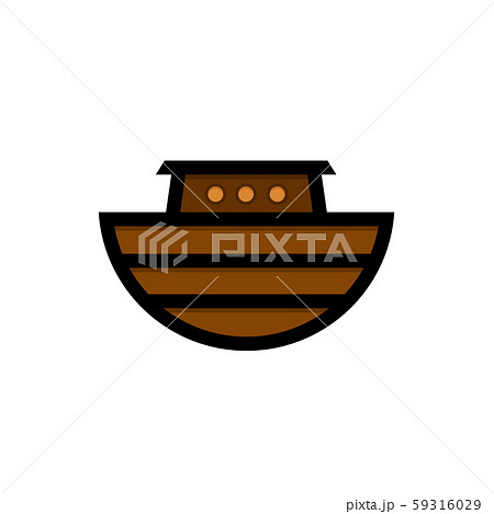 Logo of Noah's Ark. Ship to rescue animals and people from the Flood. Biblical illustration. 59316029