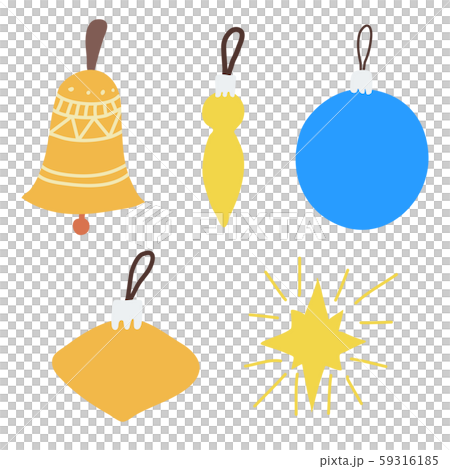 Christmas set of ball, bell and star on green background. Christmas set of ball, bell and star on green background. 59316185