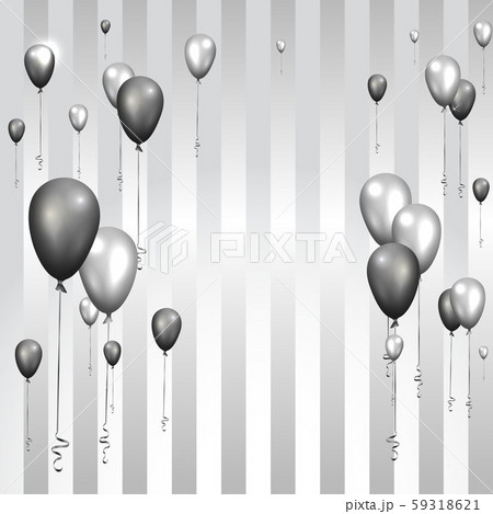 Golden Black And Silver Balloons With White Frameのイラスト素材