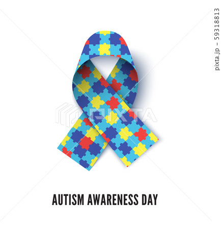 Autism Awareness Month Ribbon Realistic Vector のイラスト素材