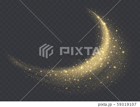 Golden dust cloud with sparkles isolated on transparent background. Stardust sparkling background. 59319107