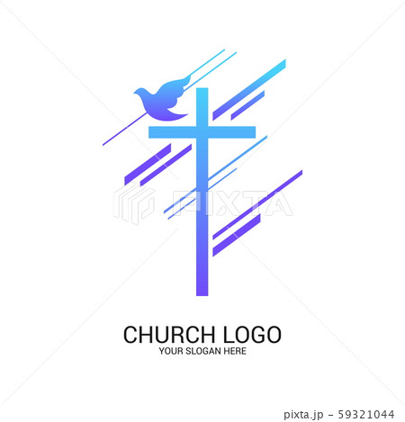 Church logo and christian symbols. Cross of the Savior Jesus Christ and geometric abstract symbols. Church logo and christian symbols. Cross of the Savior Jesus Christ and geometric abstract symbols. 59321044