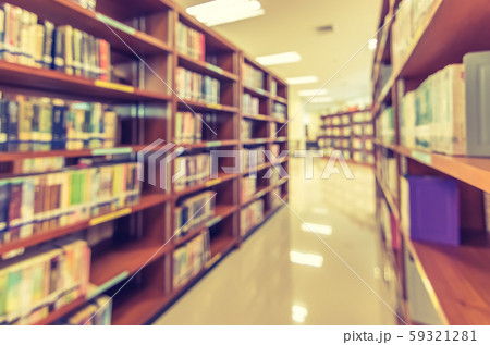 Blur school library or study room with book shelves for education background 59321281