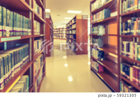 Blur school library or study room with book shelves for education background 59321305