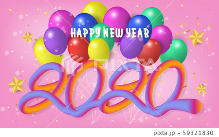 Happy new year 2020.Colorful Design 3D background for greetings card,banner,web, flyers, invitation.vector illustration Happy new year 2020.Colorful Design 3D background for greetings card,banner,web, flyers, invitation.vector illustration 59321830