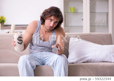 Unemployed man desperate at home 59322344