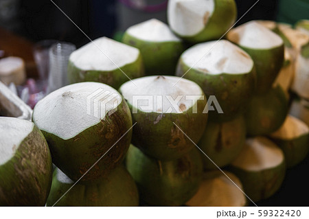 Fresh Coconut in the asian night market. 59322420