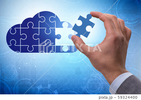 Concept of cloud computing with jigsaw puzzle 59324400