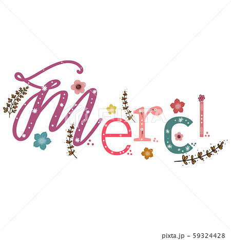 Thank you in french language. Merci card. Illustration Merci font Thank you in french language. Merci card. Illustration Merci font 59324428