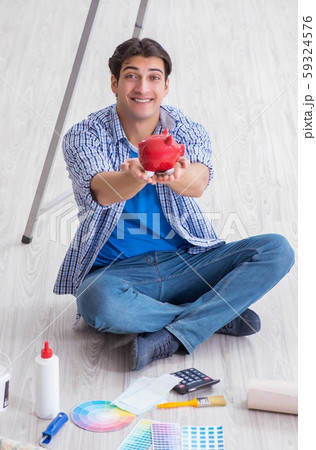 The young man overspending his budget in refurbishment project The young man overspending his budget in refurbishment project 59324576