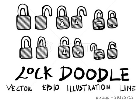 Set of Lock doodle illustration Hand drawn Sketch 59325715