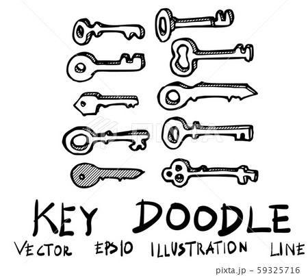 Set of Key doodle illustration Hand drawn Sketch 59325716