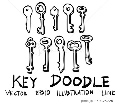 Set of Key doodle illustration Hand drawn Sketch 59325720
