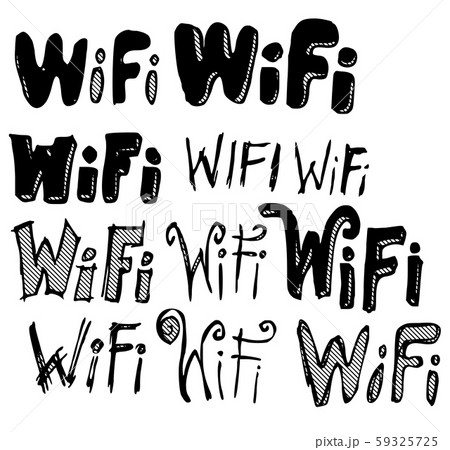 Set of wifi word doodle illustration Hand drawn 59325725