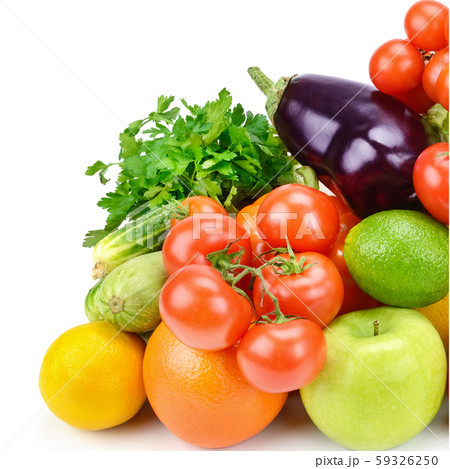 Fruits and vegetables isolated on a white 59326250