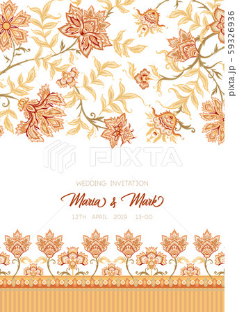 Ethnic pattern in kalamkari style, fantasy floral pattern. 59326936