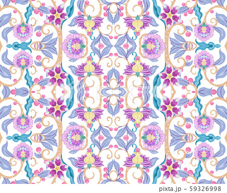 Seamless pattern with stylized ornamental flowers in retro, Seamless pattern with stylized ornamental flowers in retro, 59326998