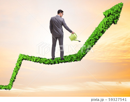The businessman in investment concept watering financial line ch The businessman in investment concept watering financial line ch 59327541