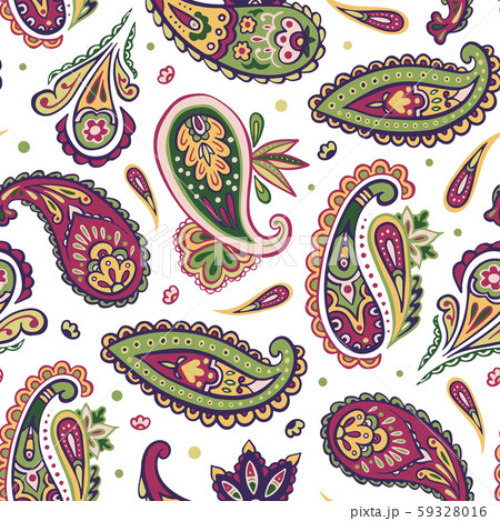 Indian colorful rug paisley ornament pattern design 59328016